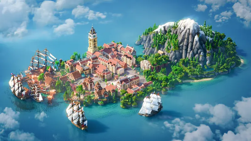 Batavia, a colonial harbour town with tall ships